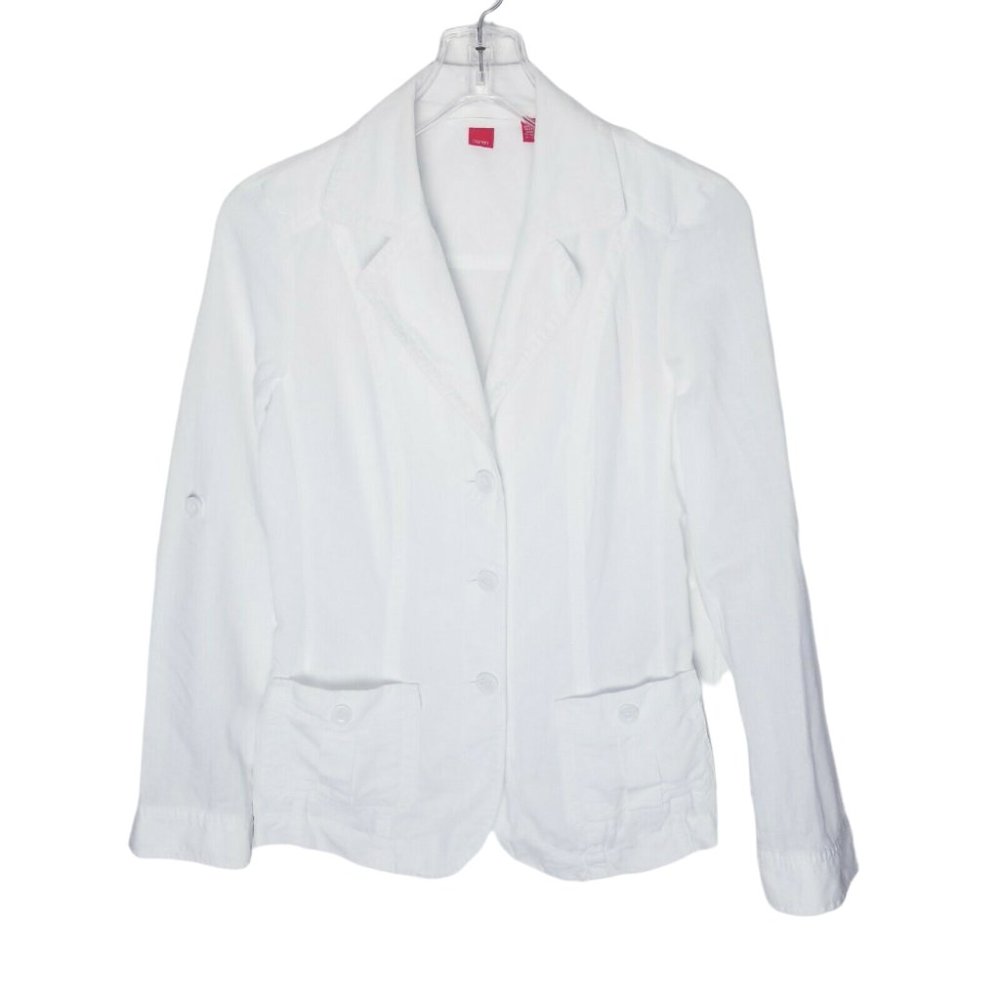 Espirit White Linen Blend Jacket Women Size 2
